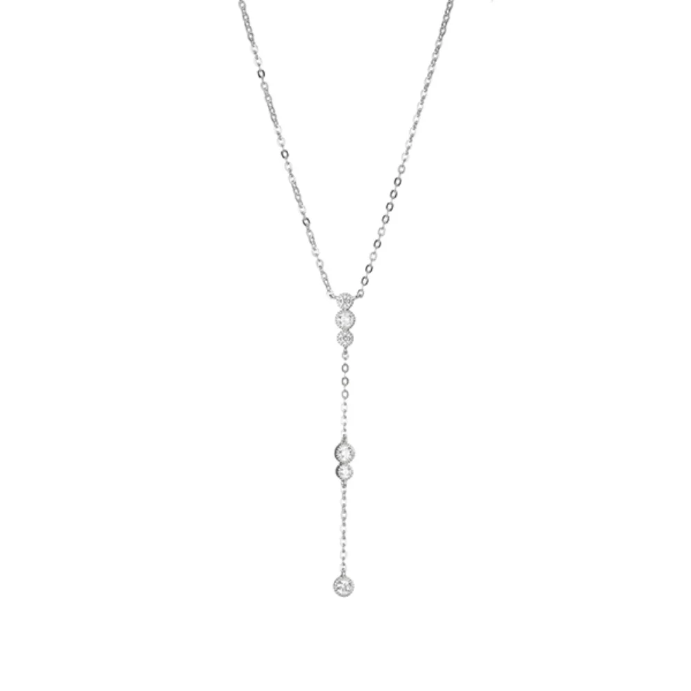 Diamondlite Cubic Zirconia Lariat Necklace - Silver