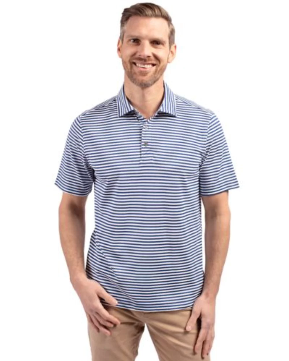 Cutter & Buck Virtue Eco Pique Stripe Recycled Mens Big and Tall Polo