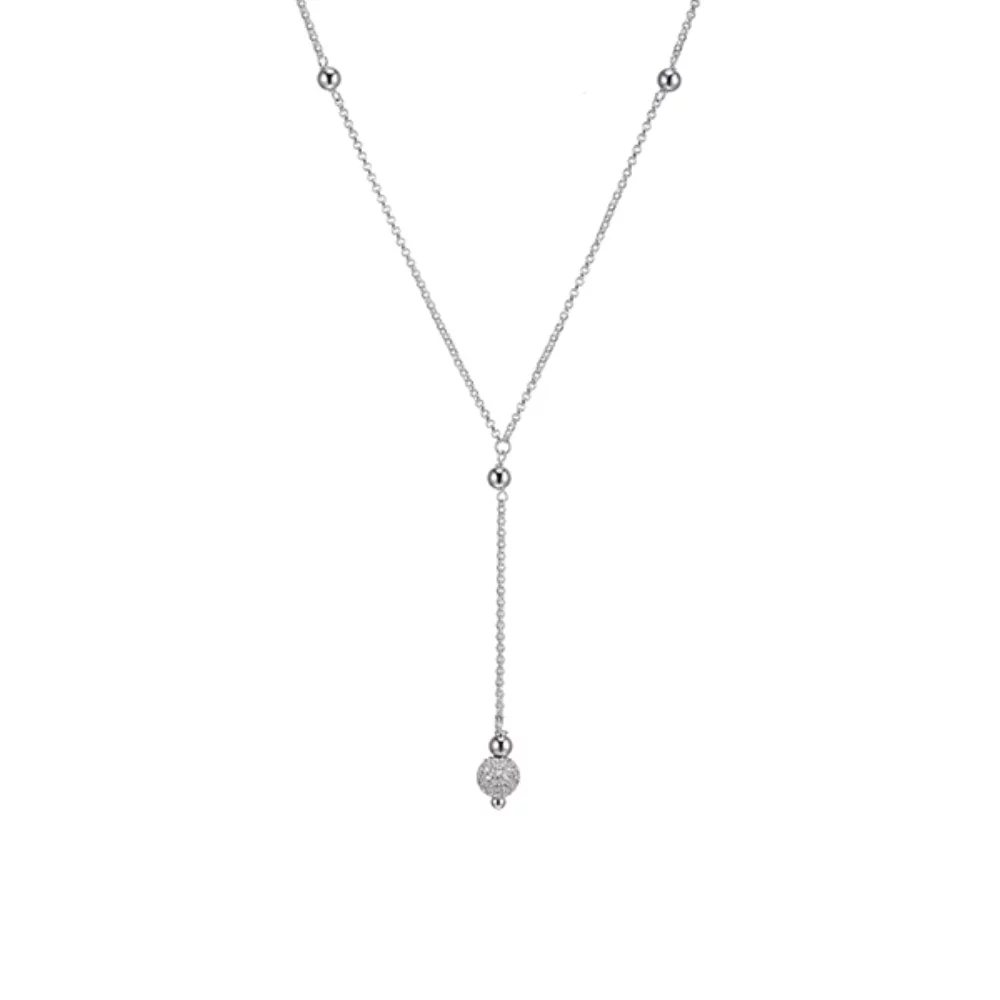 Collier Lariat en perles de zircone cubique Diamondlite - Argent