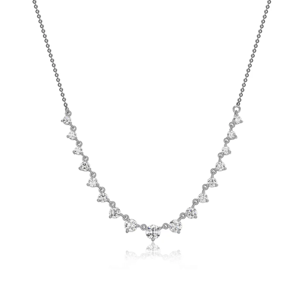Collier en pierre ronde graduée en zircone cubique Diamondlite - Argent