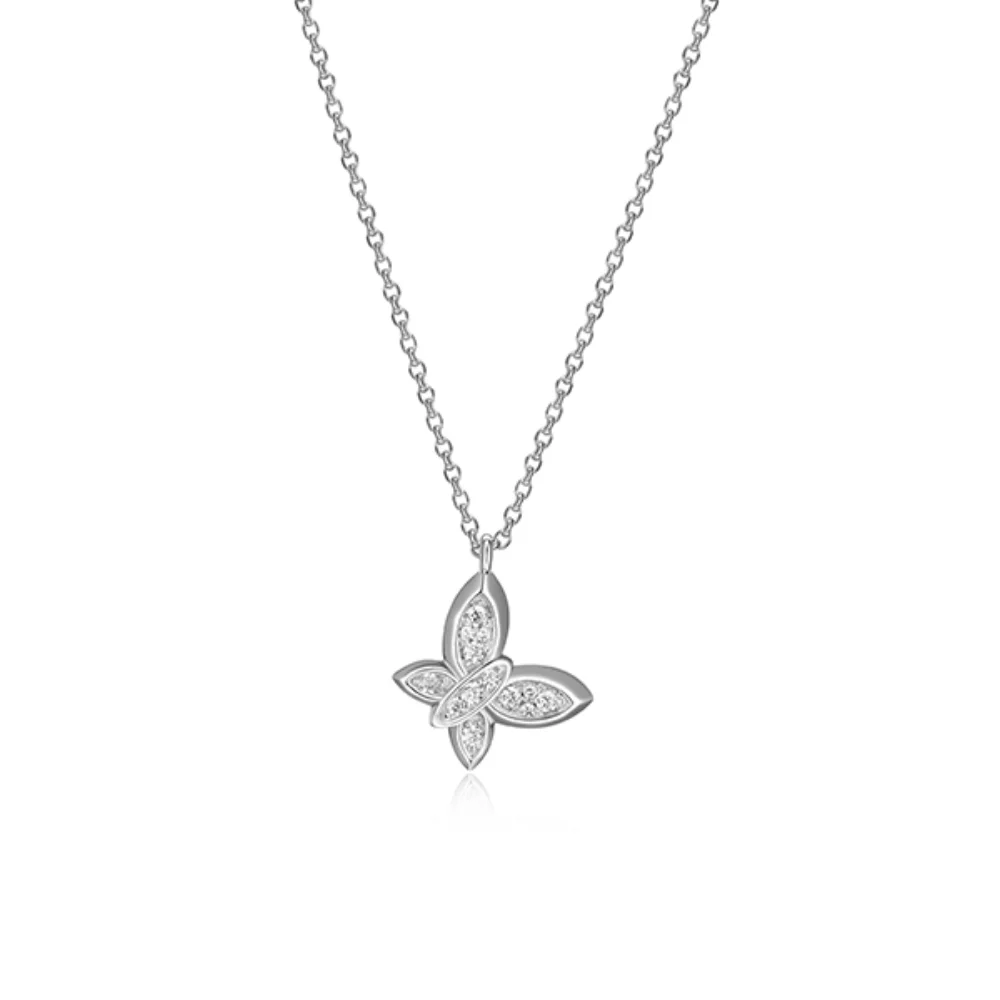 Collier papillon "Scintillation" en argent sterling et zircone cubique - argent