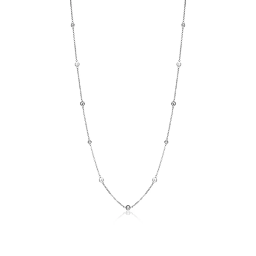 Collier "Majestic" en argent sterling avec perle et zircone cubique ronde - argent