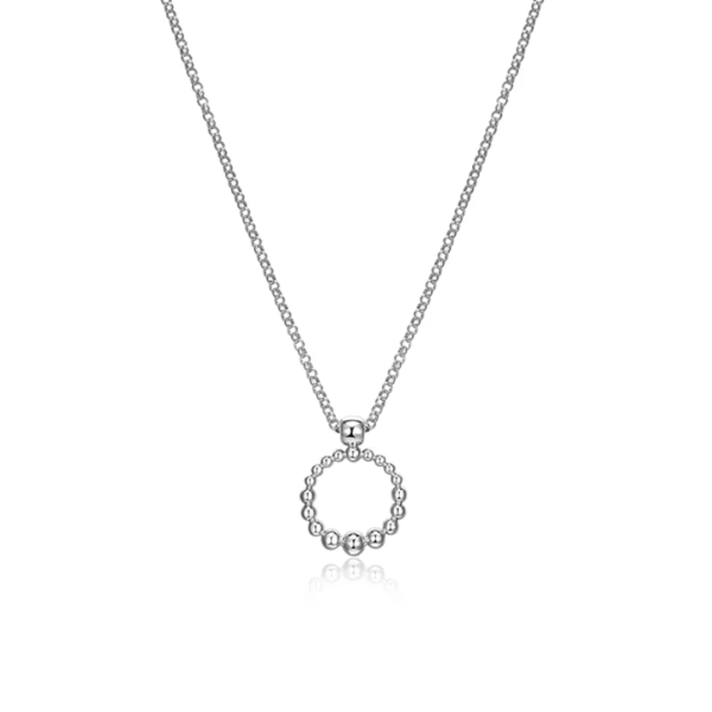 ELLE "Orb" Sterling Silver Gradual Silver Bead Circle Necklace - Silver