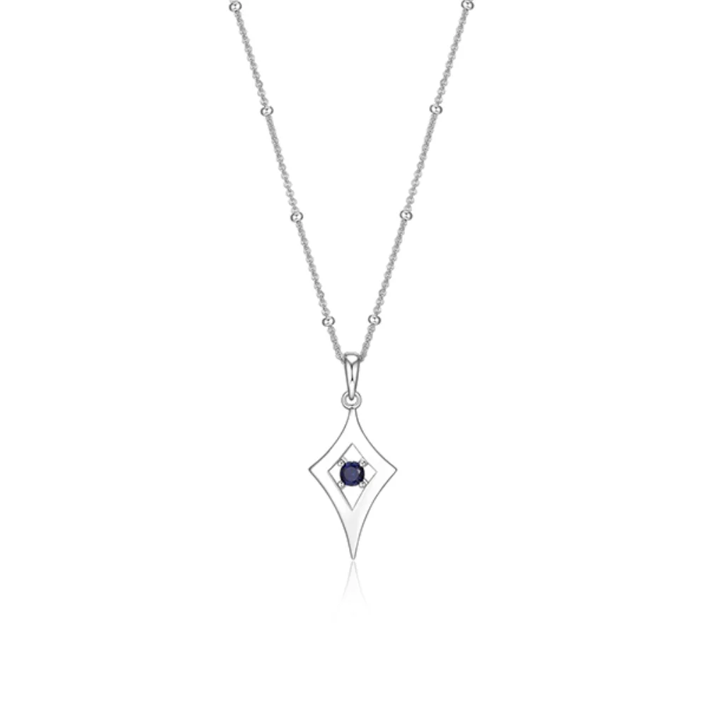 ELLE "Stellar" Diamond Shape Sapphire Necklace - Silver