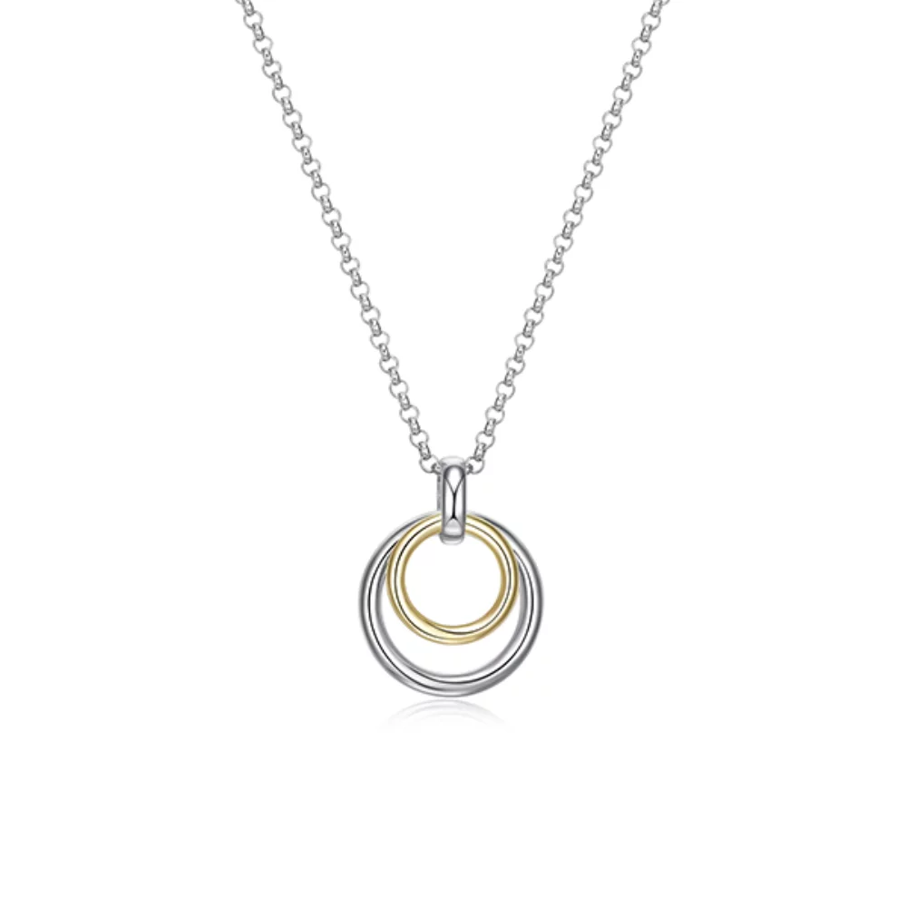 ELLE "Simpatico" Double Circle Necklace - Silver and Gold