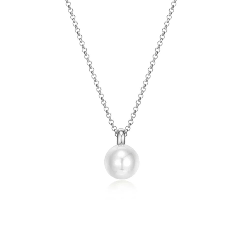 ELLE "Simpatico" 20mm Pearl Necklace - Silver