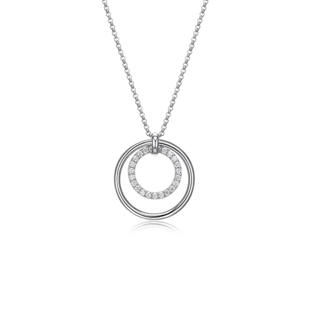 Collier "Simpatico" Double Cercle avec Zircone Cubique - Argent