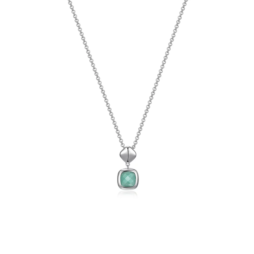 ELLE "Mirage" Cushion Cut Amazonite Necklace - Silver