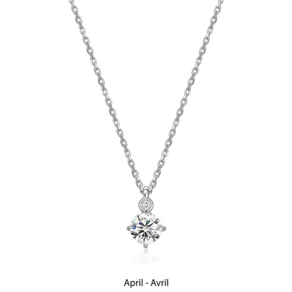 ELLE "Birthstone" April (Moissanite) and Lab Grown Diamond Necklace