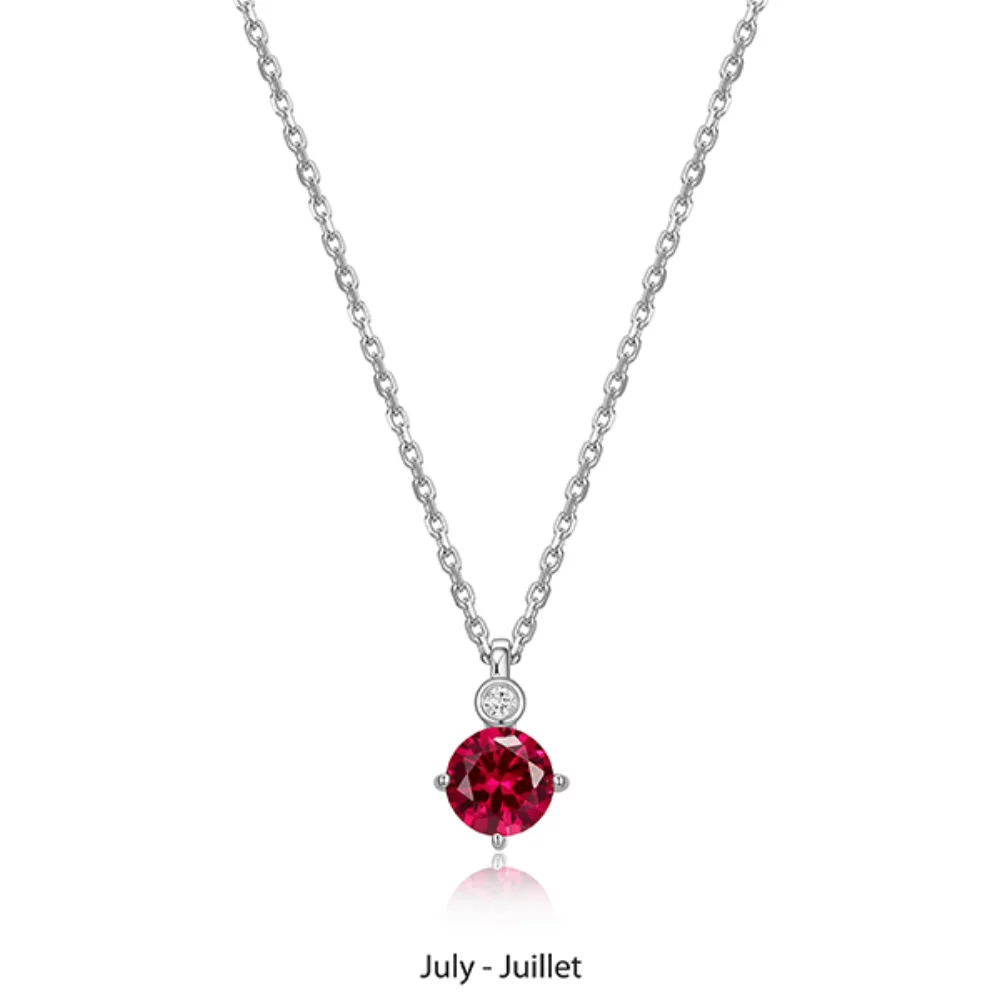 COLLIER "Birthstone" pour juillet (rubis) et diamant de culture