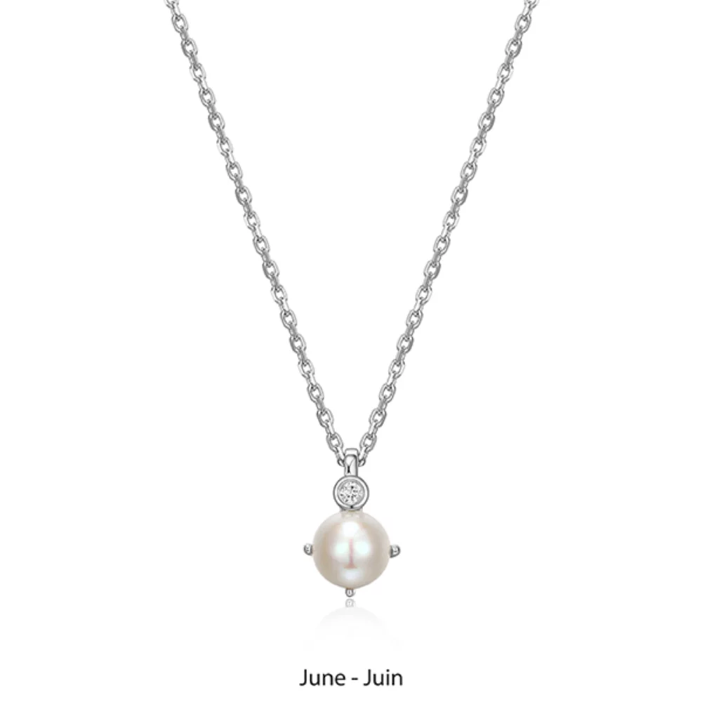 ELLE "Birthstone" June (Pearl) and Lab Grown Diamond Necklace