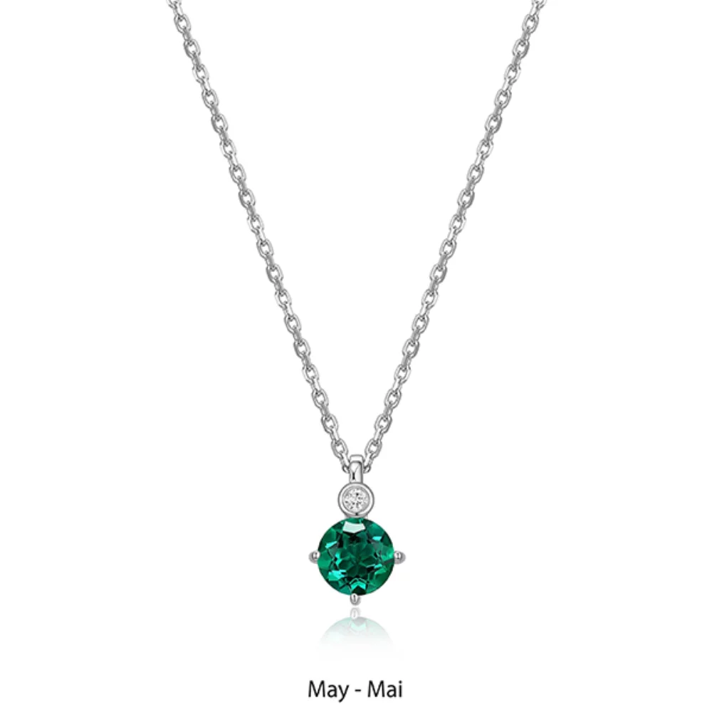ELLE "Birthstone" May (Emerald) and Lab Grown Diamond Necklace
