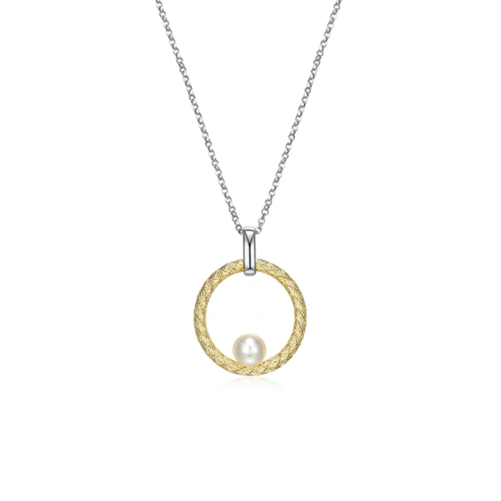 Collier cercle en maille "Vénus" en argent sterling Charles Garnier - Perle blanche, argent et or