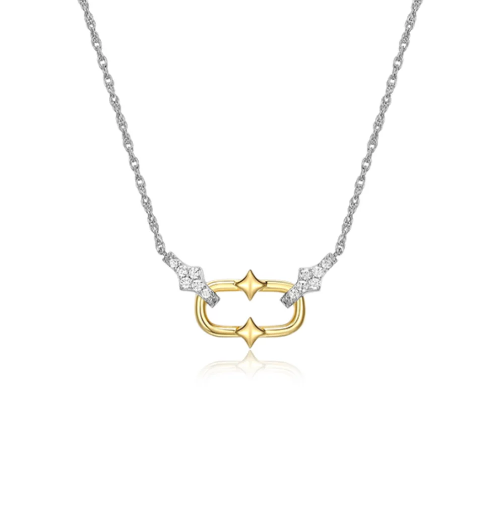 Charles Garnier Sterling Silver "New Mesh" CZ Necklace - Silver and Gold