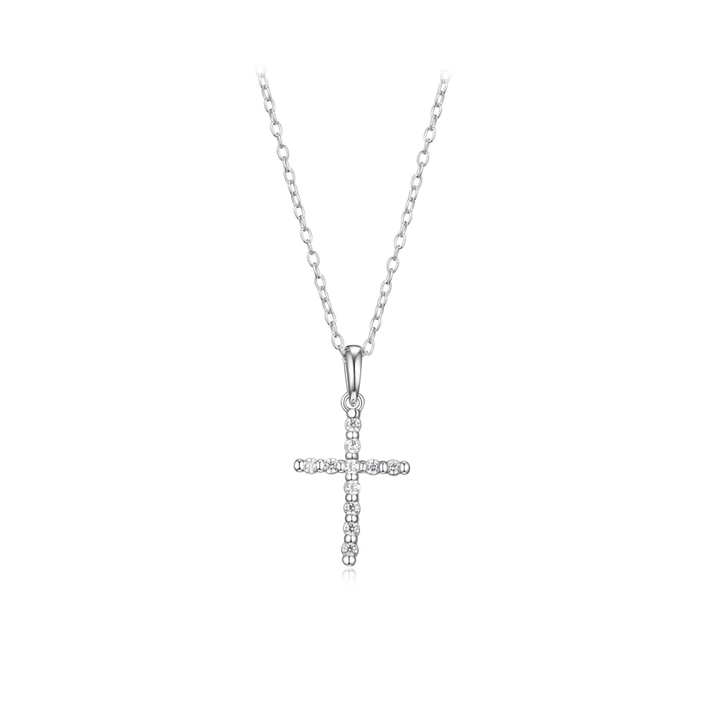 Collier croix mince en zircone cubique Diamondlite - Argent