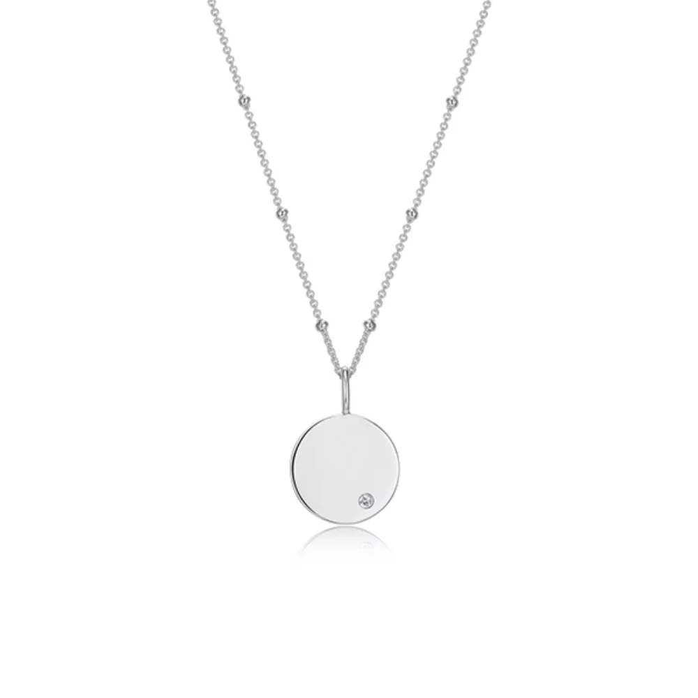 Diamondlite Cubic Zirconia Disc Necklace - Silver
