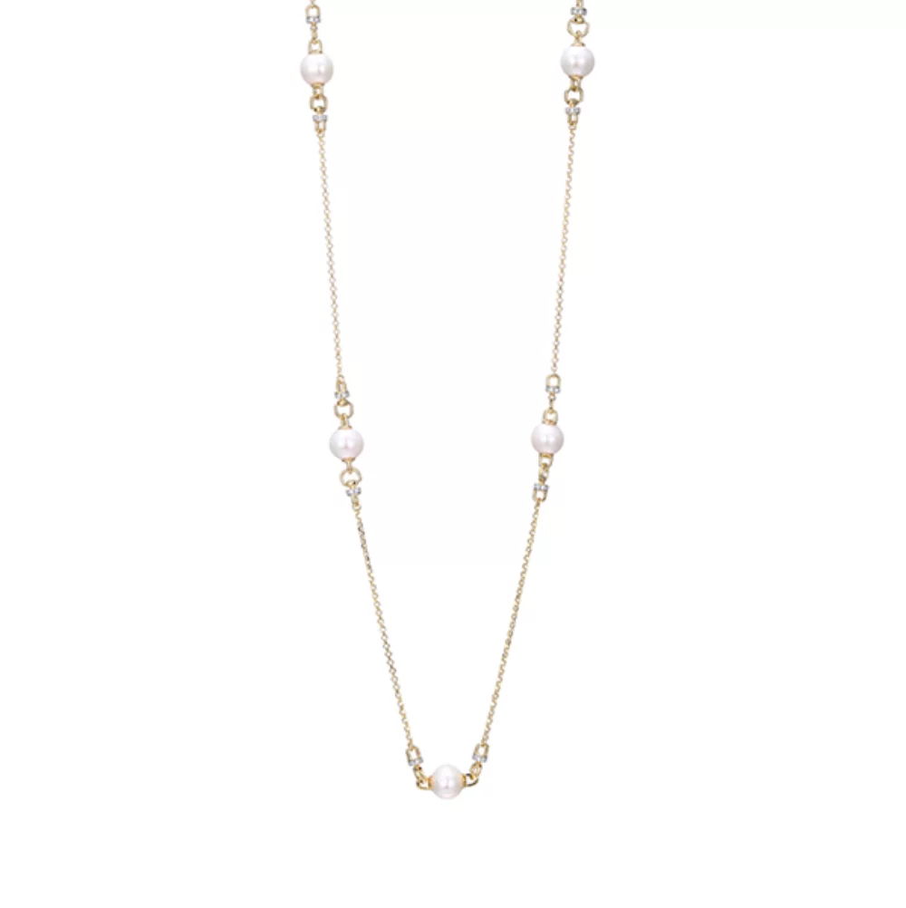 Collier Charles Garnier en argent sterling "Venus" avec véritable perle blanche et station de zircon cubique.