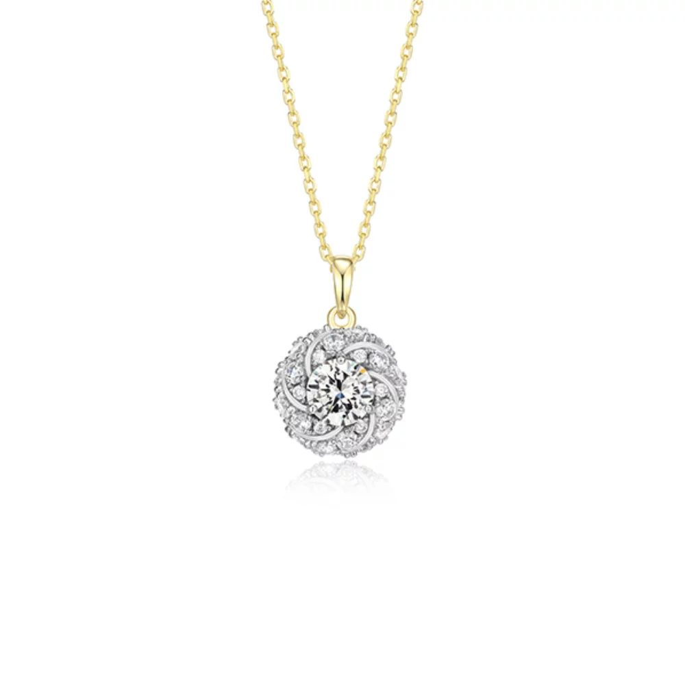 Charles Garnier Sterling Silver "Gleam" Cubic Zirconia Ball Pendent Necklace - Gold