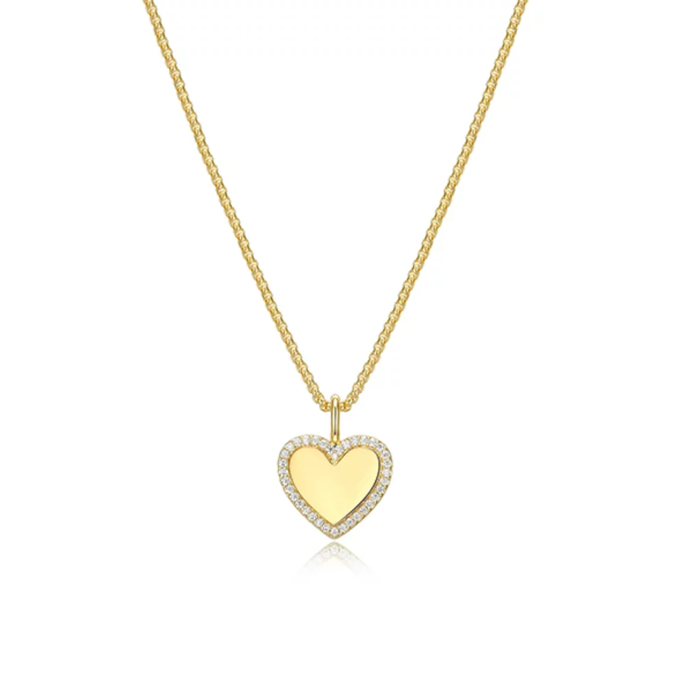 Diamondlite Cubic Zirconia Heart Disc Necklace - Gold