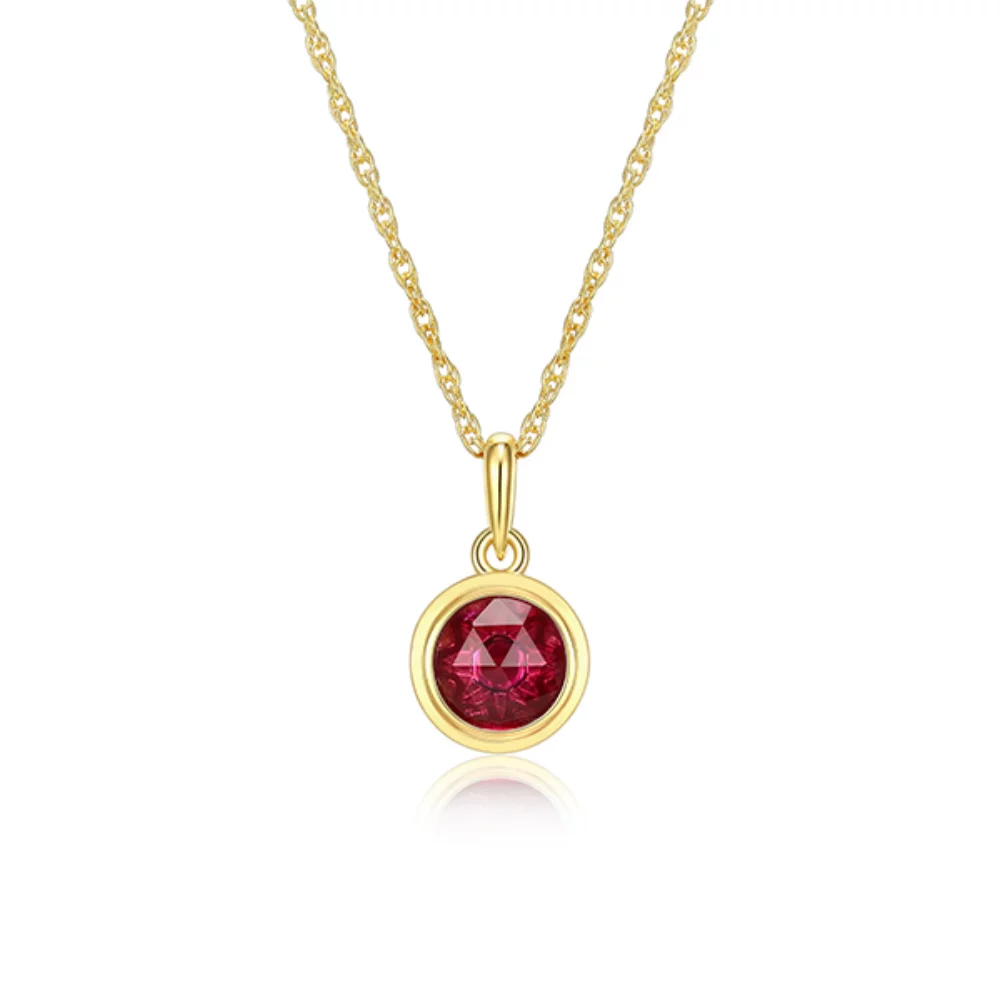 Collier en pierres précieuses de célébration 6mm en rubis créé étoile du nord pierre de naissance de juillet - Or