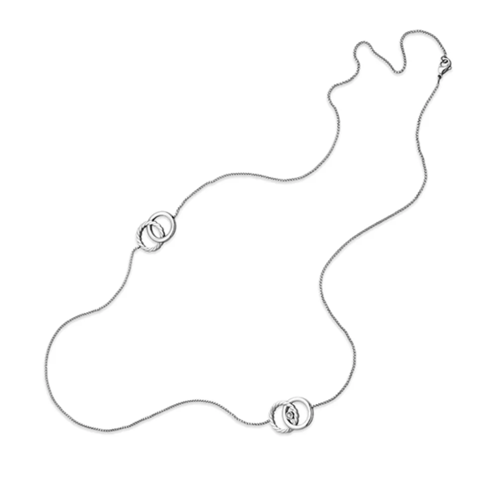 CJ Steelx Interlock Circle Station Necklace - Silver