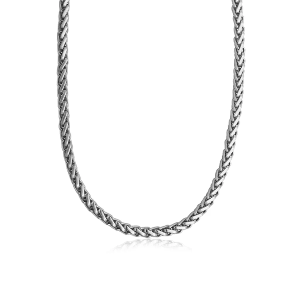 STEELX 6mm Matte Wheat Chain Necklace - Silver