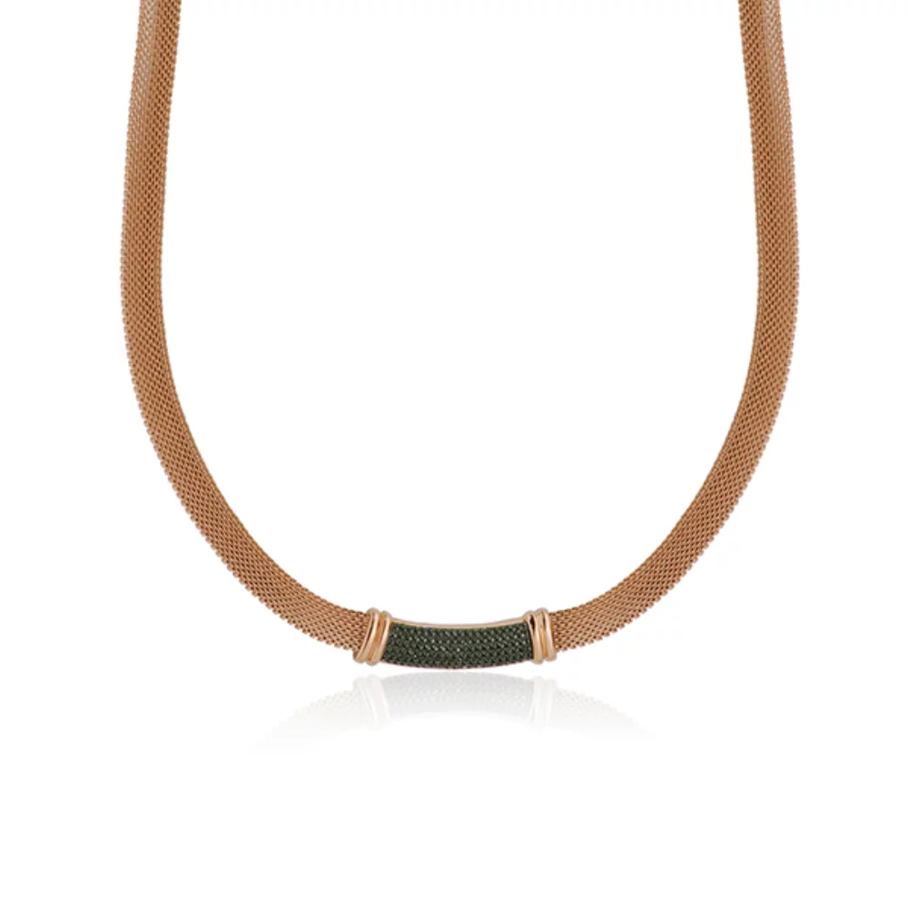 CJ Steelx CZ Mesh Necklace - Rose and Black