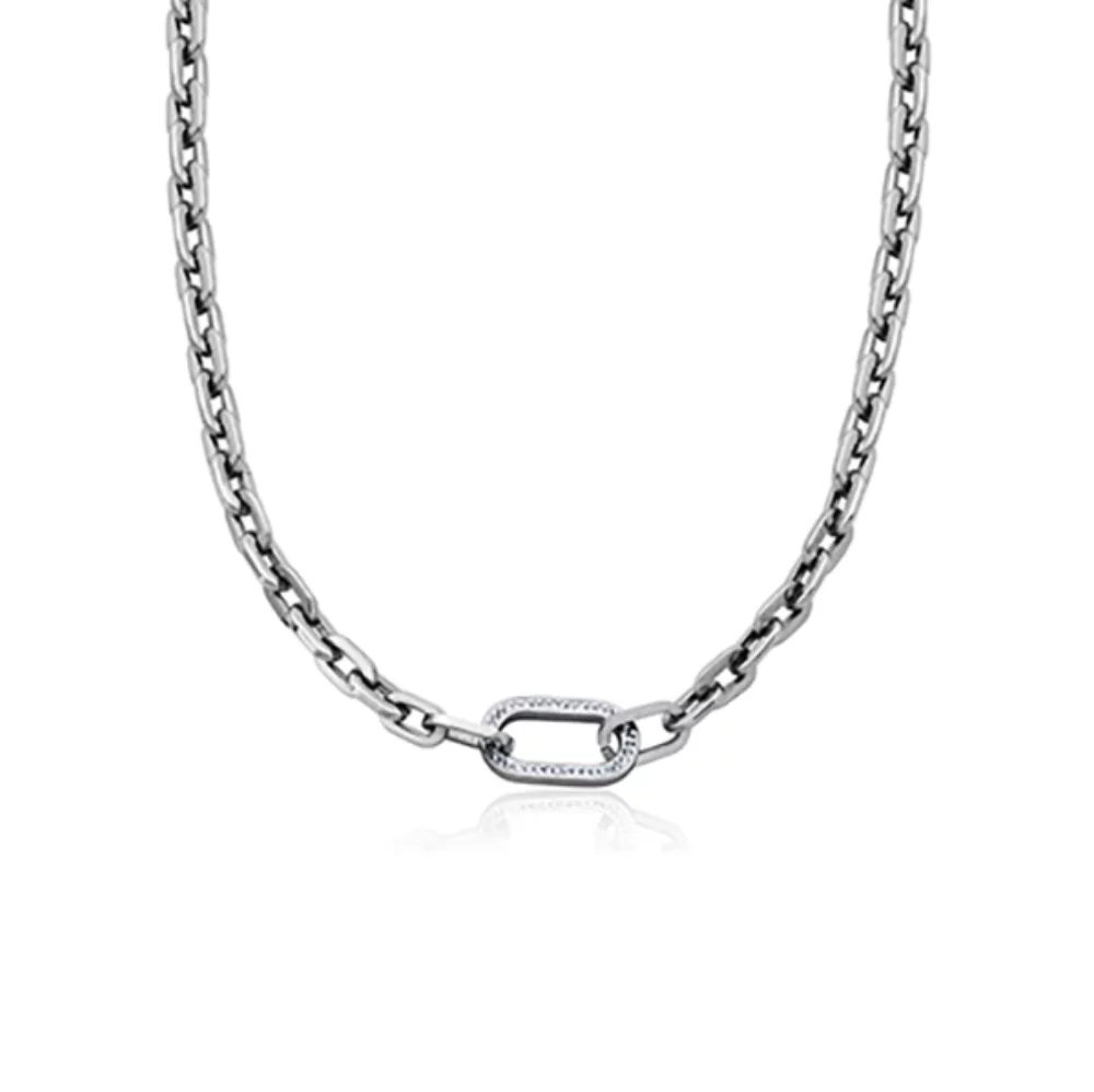 CJ Steelx Stainless Steel Link Necklaces with Preciosa Crystal Accent