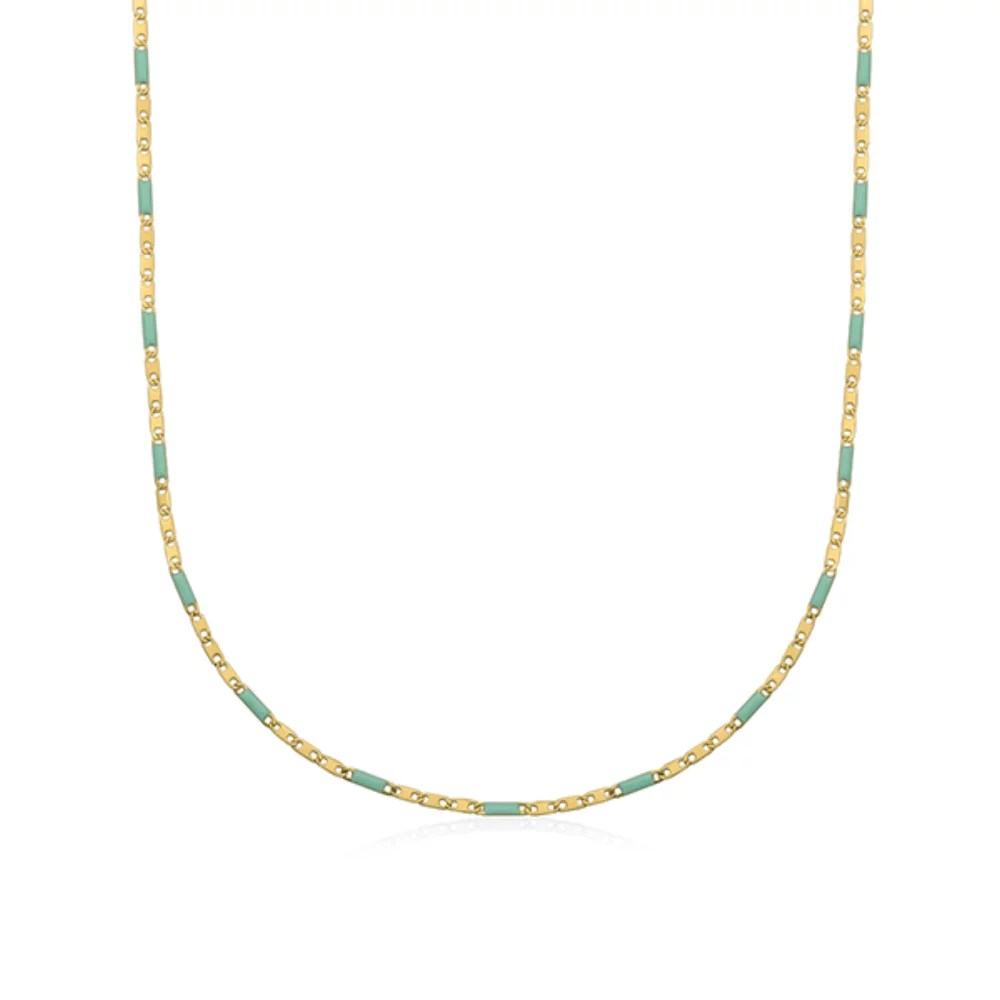 CJ Steelx Turquoise Enamel Marine Necklace - Gold