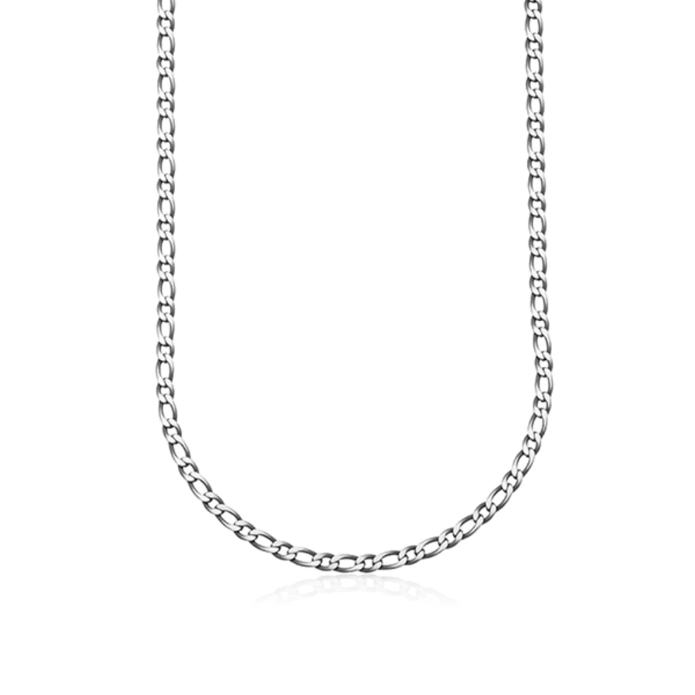 Collier chaîne figaro allongée STEELX 6mm - Argent