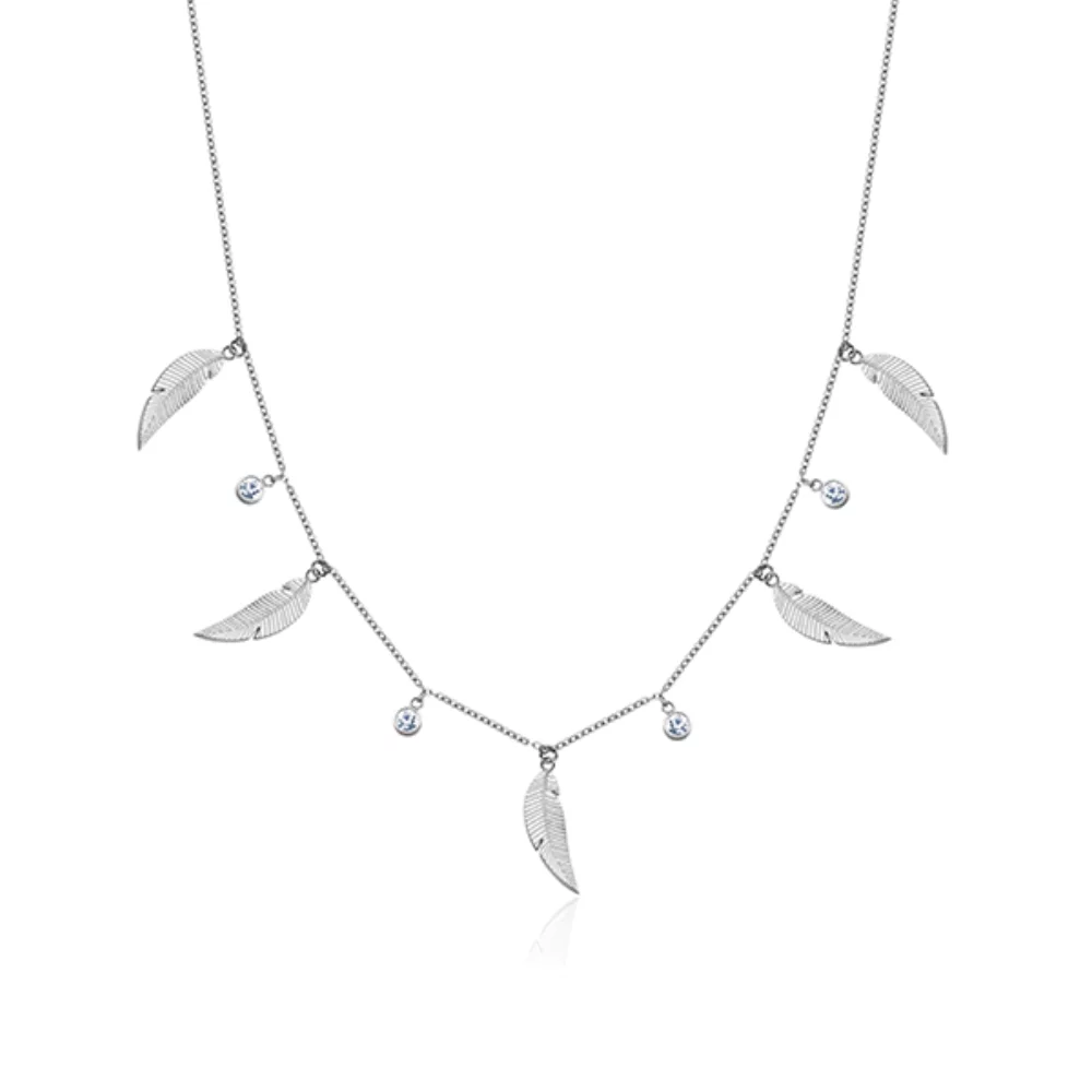 Collier feuille et cristal CJ Steelx Station