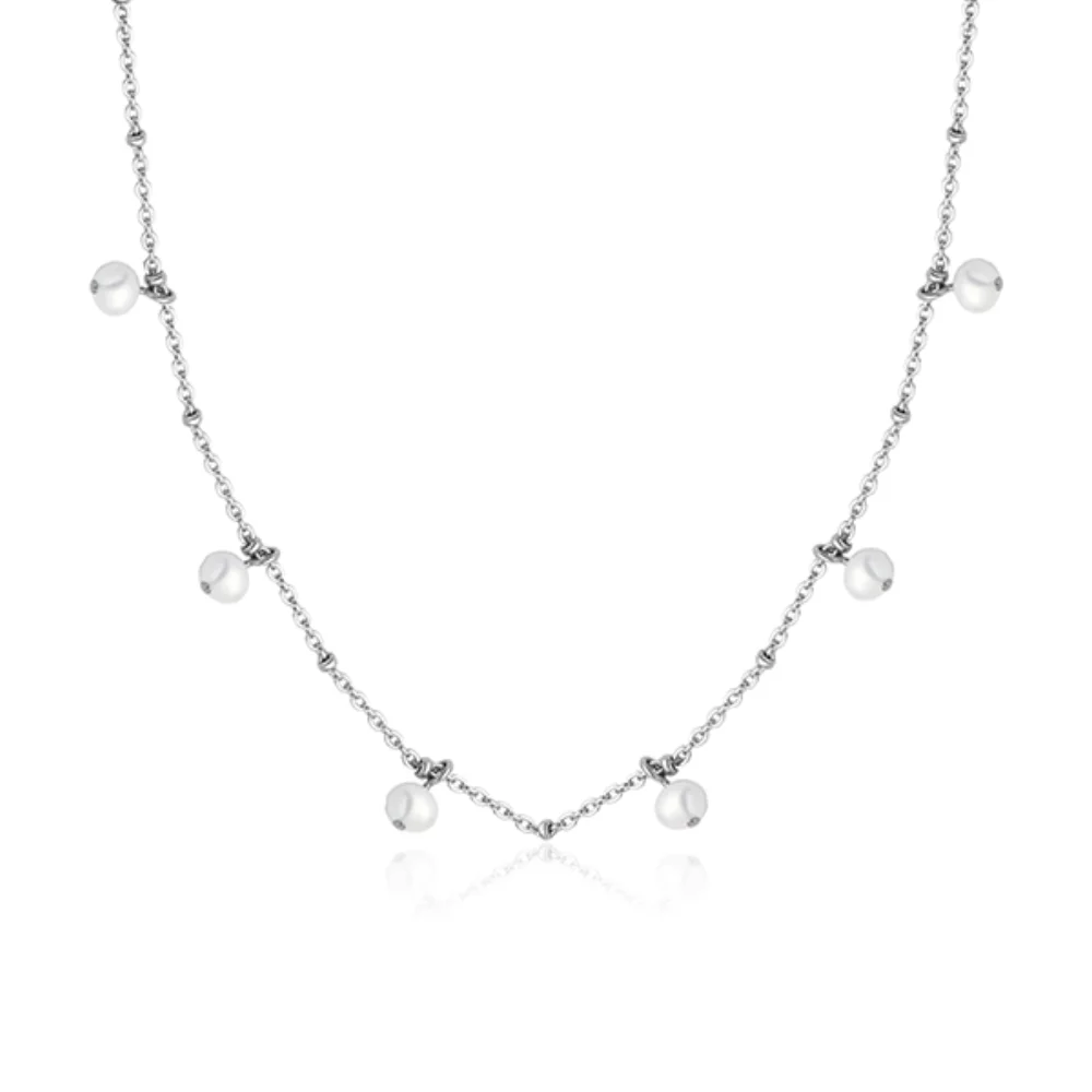 CJ Steelx Genuine Pearl Drip Station Necklace