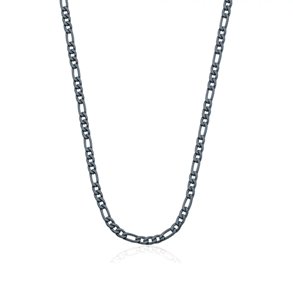 Collier chaîne Figaro STEELX 4,5 mm - Bleu Gris