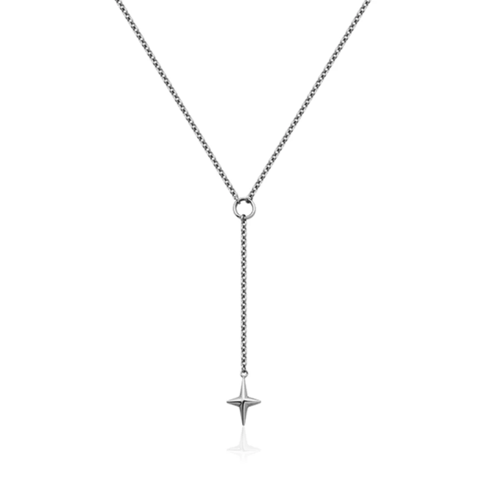 CJ Steelx Lariat Star Necklace - Silver