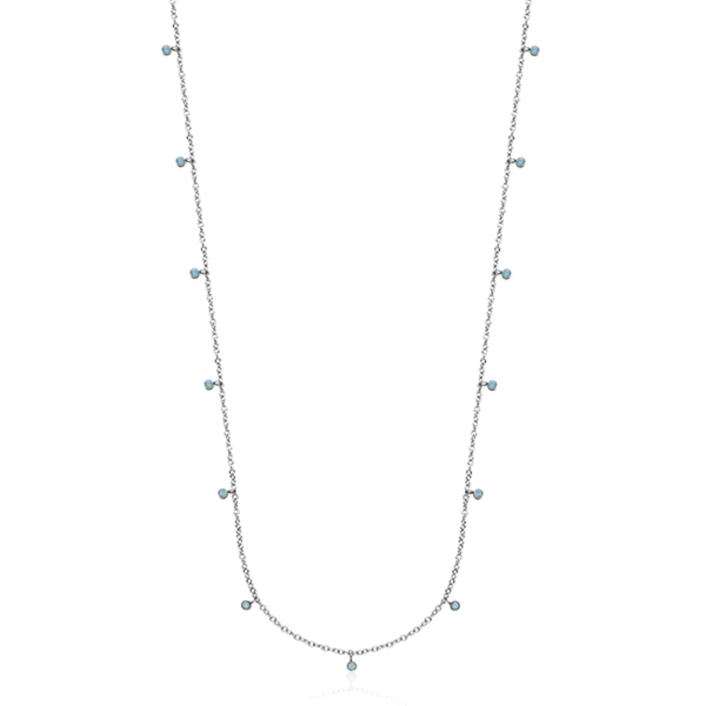 CJ Steelx Sapphire Opal Crystal Dangle Necklace - Silver