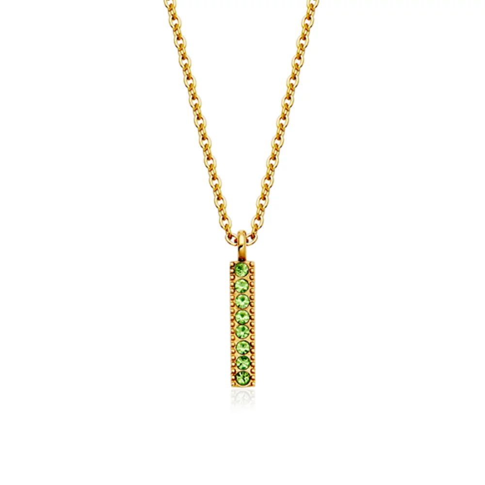 CJ Steelx Peridot Crystal Birthstone Bar Necklace - August