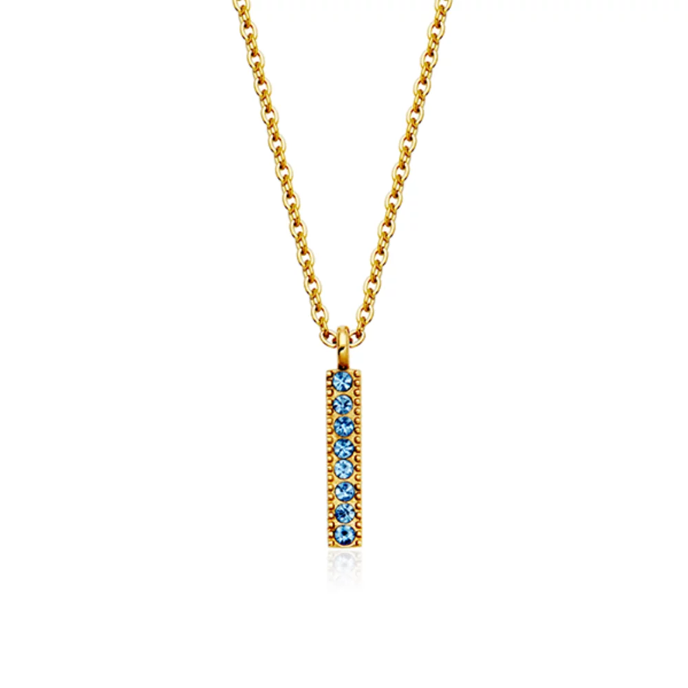 CJ Steelx Light Sapphire Birthstone Bar Necklace - December