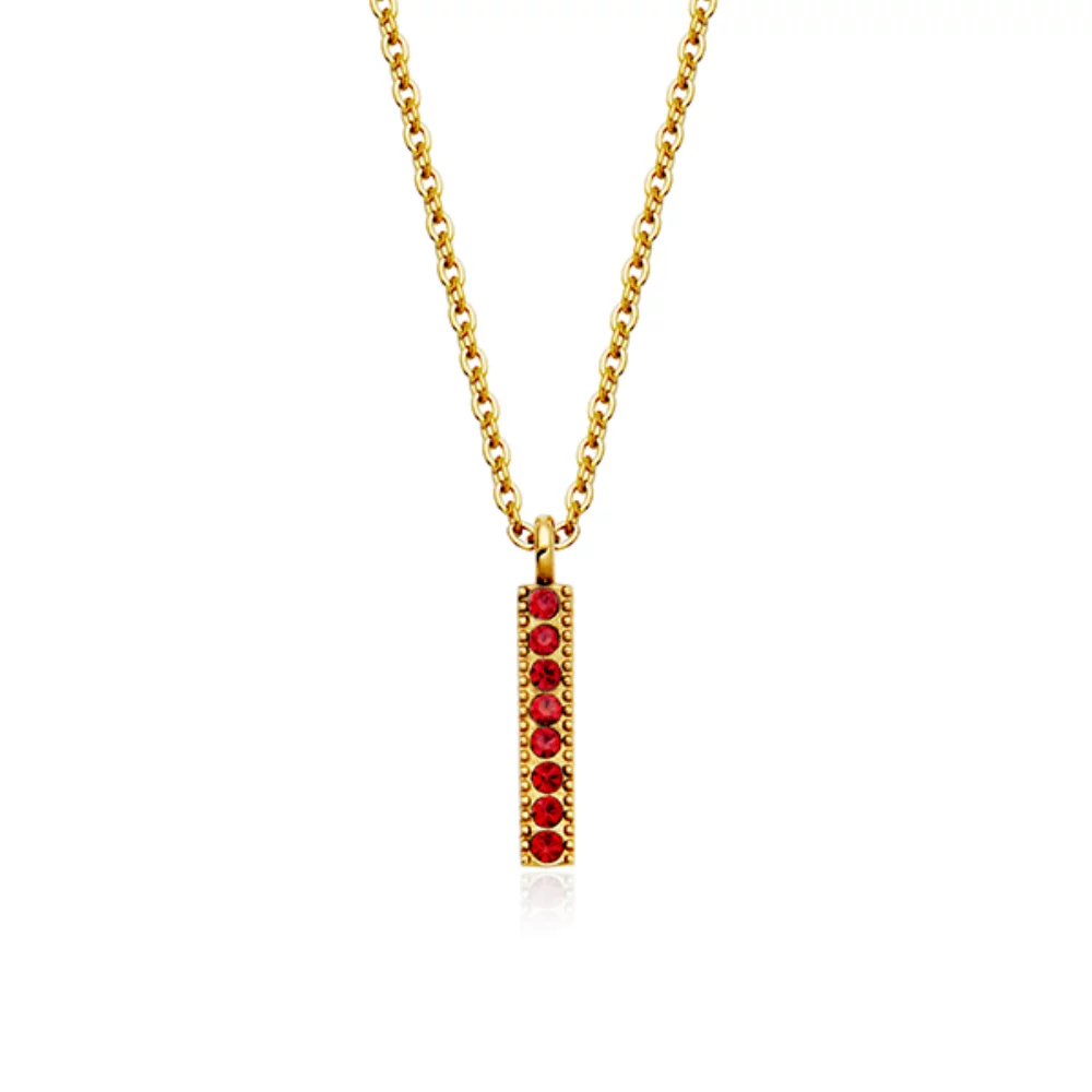 CJ Steelx Light Siam Crystal Birthstone Bar Necklace - July