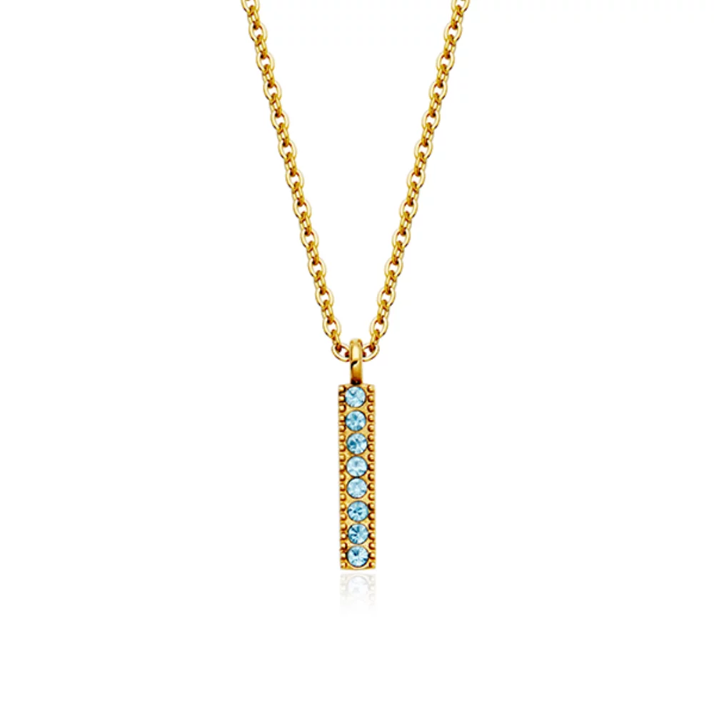 Collier barre en cristal d'aigue-marine de naissance de CJ Steelx - Mars