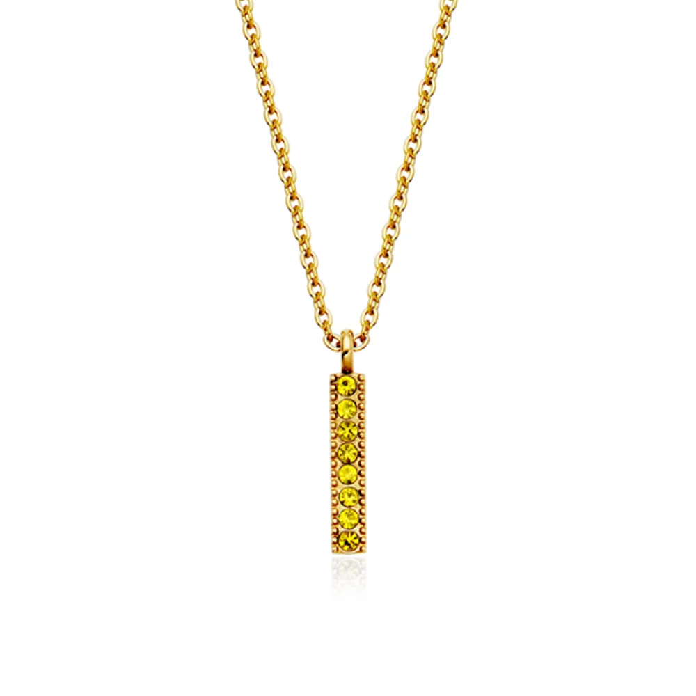 CJ Steelx Citrine Crystal Birthstone Bar Necklace - November