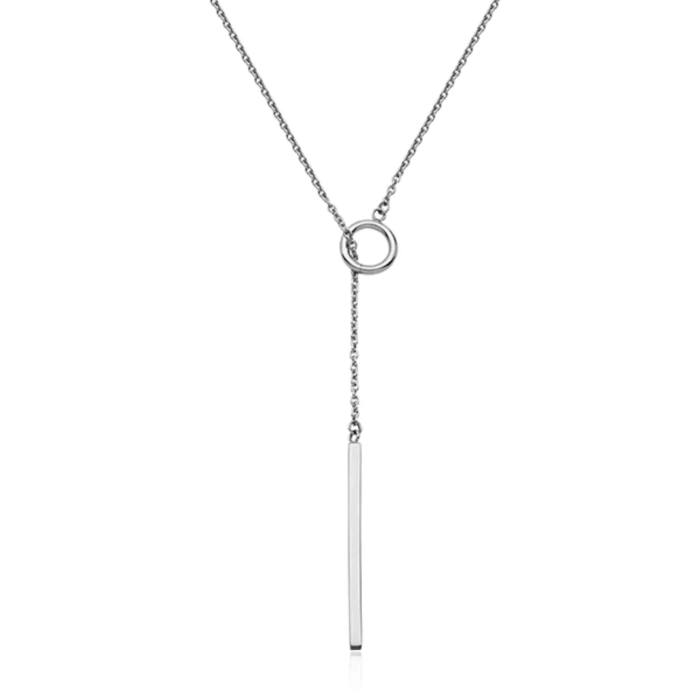Collier en lariat cercle et barre CJ Steelx - Argent