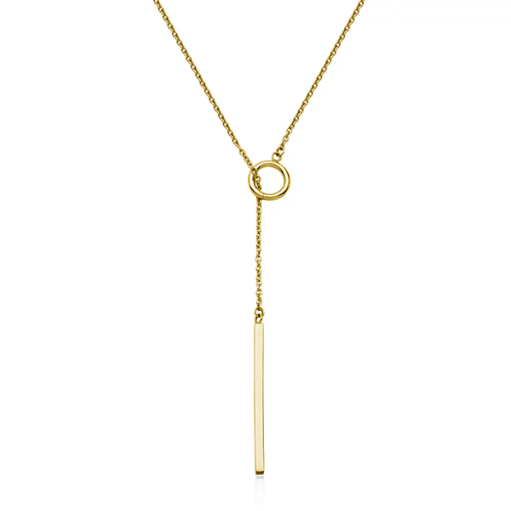 CJ Steelx Circle and Bar Lariat Necklace - Gold
