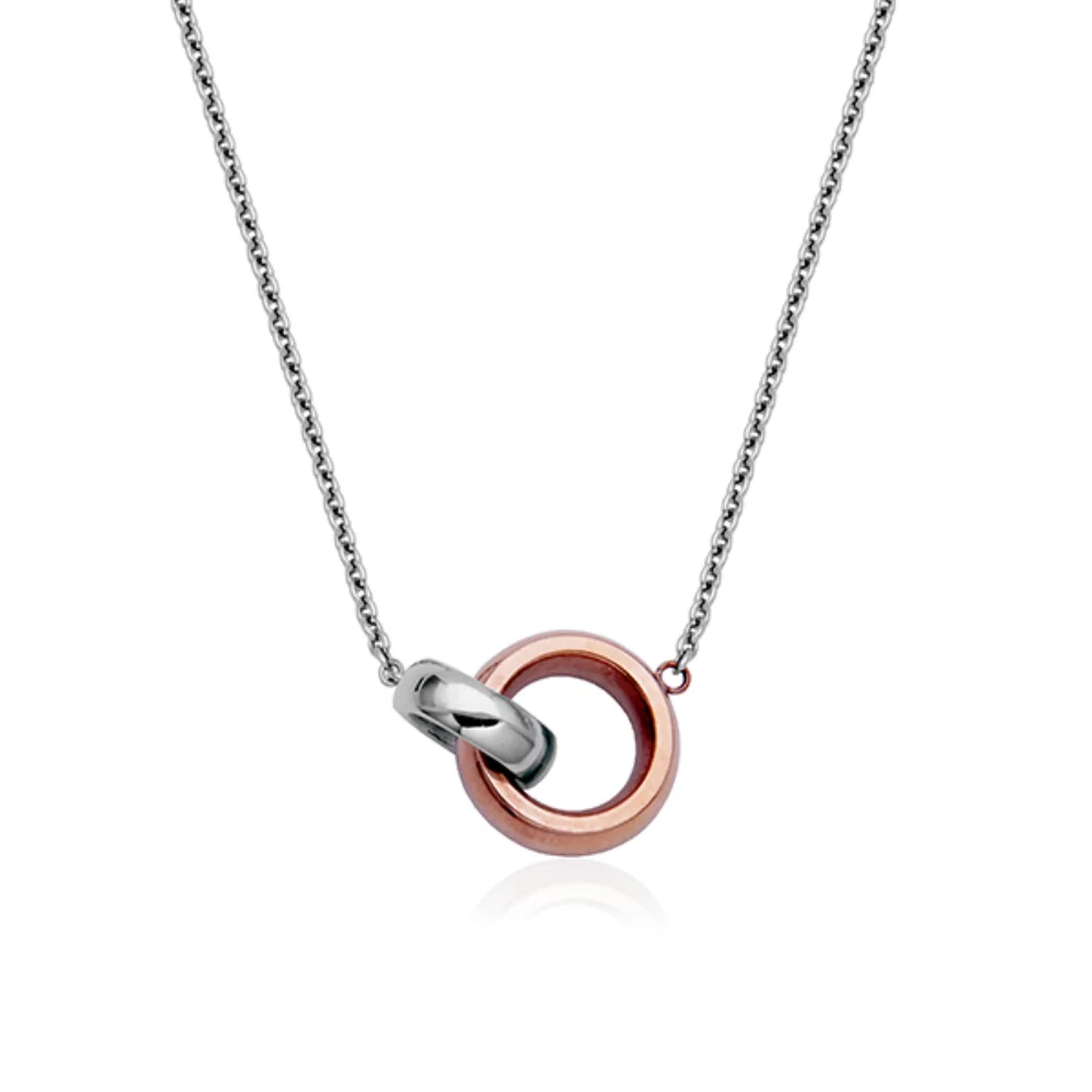 Collier à anneaux entrelacés CJ Steelx - Argent et Rose
