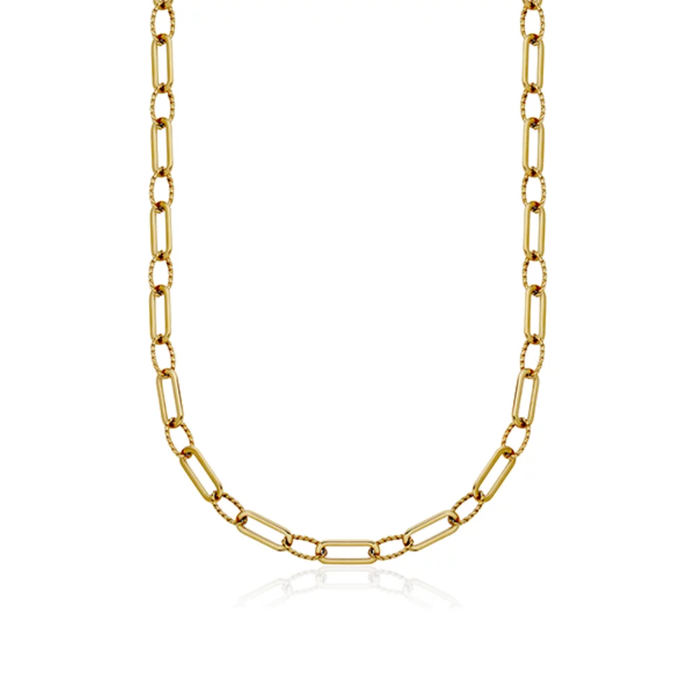 CJ Steelx Paperclip and Twisted Oval Link Necklace - Gold
