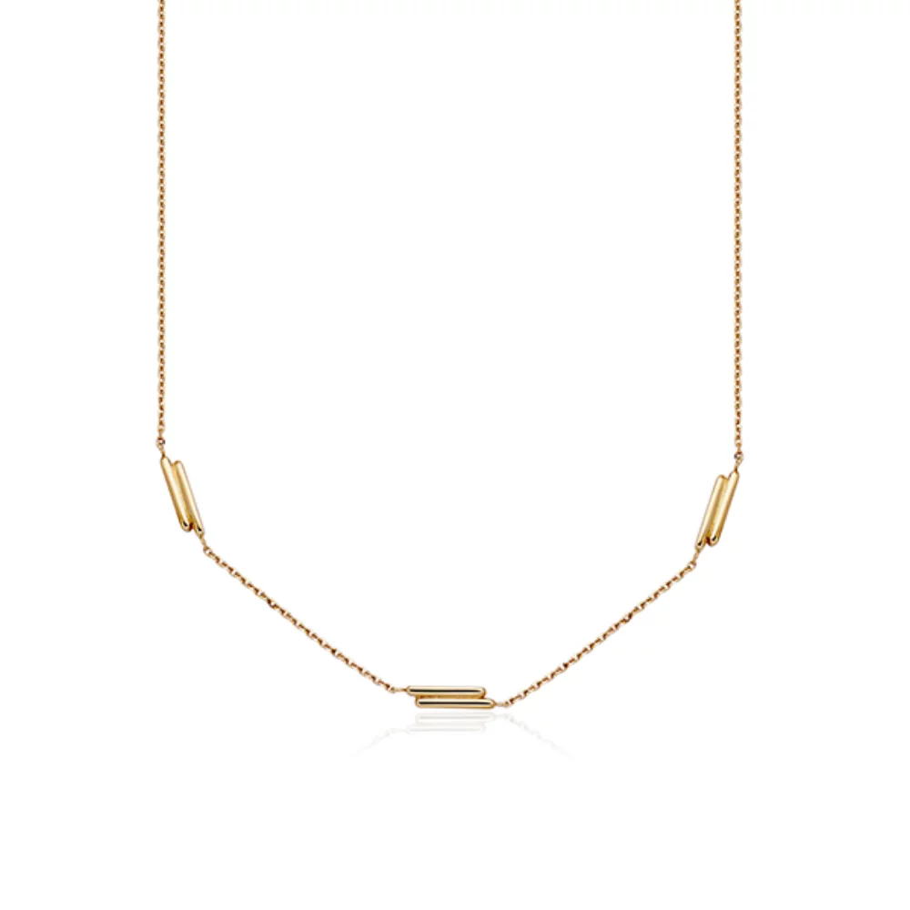 CJ Steelx Bar Station Necklace - Gold