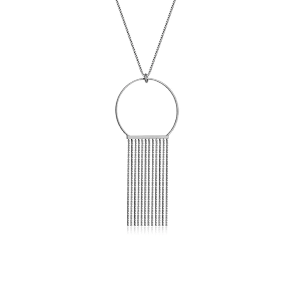 Collier à franges CJ Steelx Large Skyfall - Argent