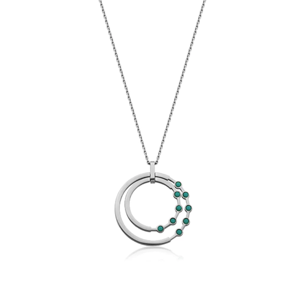 CJ Steelx Double Disc Necklace - Silver