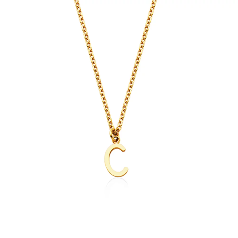 CJ Steelx Carded Letter "C" Necklace - Gold