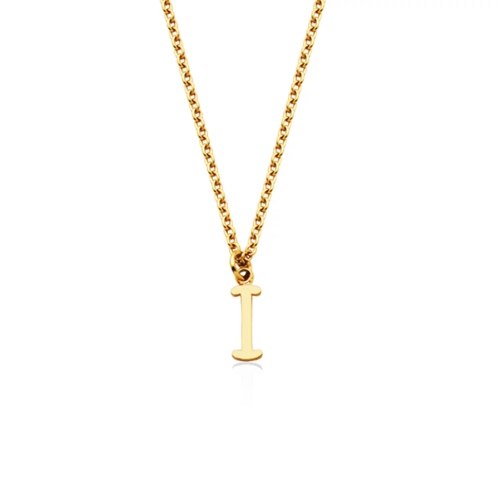 CJ Steelx Carded Letter "I" Necklace - Gold