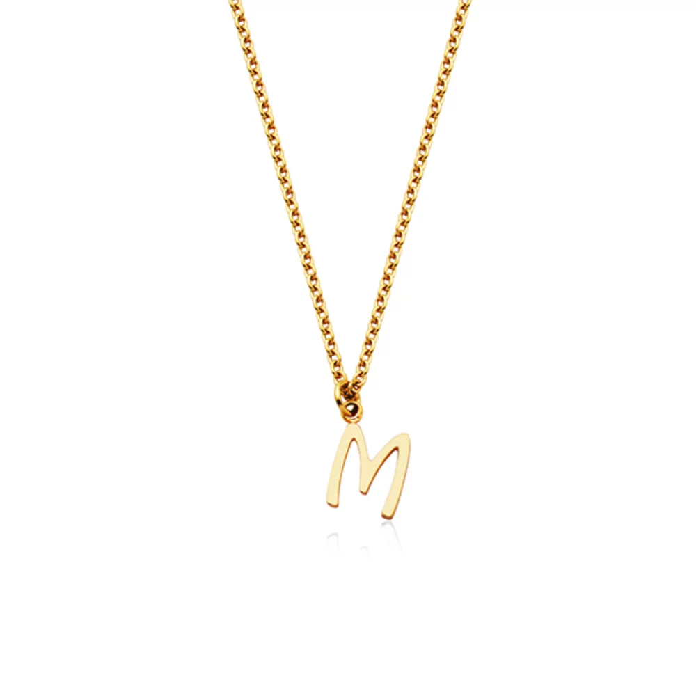 Collier avec pendentif en lettre "M" de CJ Steelx - Or